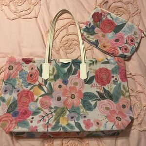 Rifle Paper Co Pink and Red Floral Tote - Like New